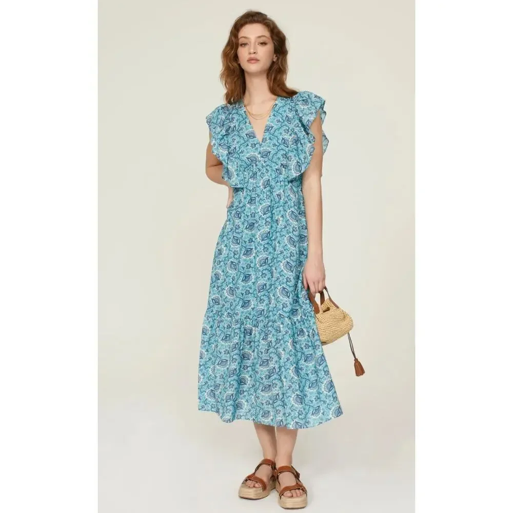 RHODE Blue Floral Tasha Dress Size 4